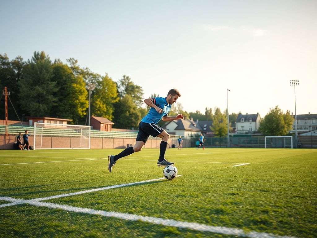 Drużyna Nielby Wągrowiec świętująca zwycięstwo na boisku piłkarskim